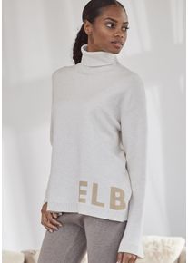 Sweater ELBSAND, Damen, Gr. 40/42, wei&szlig; (wollwei&szlig;), Feinstrick, Obermaterial: 50% Viskose, 28% Polyester, 22% Polyamid, meliert, bequem h&uuml;ftlang, Sweatshirts Sweater, Rollkragenpullover aus hochwertigem Strick, Loungewear
