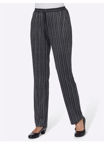 Jerseyhose Classic Basics, Damen, Gr. 46, Normalgr&ouml;&szlig;en, schwarz (schwarz, gestreift), 100% Polyester, gemustert, lang, Hosen Jerseyhose