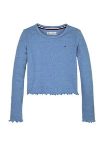 Langarmshirt Tommy Hilfiger "SLUB KNIT TOP LS", M&auml;dchen, Gr. 3 (98), blau (blau spell), Jersey, Obermaterial: 60% Baumwolle, 40% Polyester, meliert, regular fit, Rundhals, gewellter Abschluss, Shirts Langarmshirt, mit gewelltem Saum