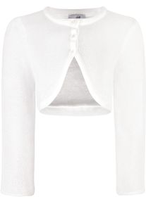 Strickjacke happy girls "cardigan", M&auml;dchen, Gr. 104, wei&szlig;, Feinstrick, Obermaterial: 100% Baumwolle, unifarben, figurbetont kurz, Rundhals, Strickjacken Strickjacke