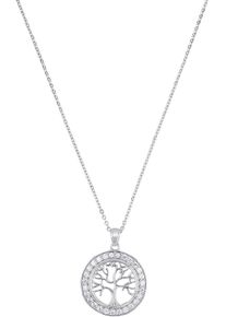 Kette mit Anh&auml;nger Amor "Lebensbaum", silber (silberfarben), Halsketten, Damen, Silber 925 (Sterlingsilber), Kette mit Anh&auml;nger, mit Zirkonia (synth.)