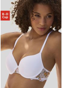 Schalen-BH Lascana, Damen, Gr. 90, Cup D, orange (wei&szlig;, orange), Spitze, Obermaterial: 72% Polyamid, 20% Polyester, 8% Elasthan, BHs Schalen-BH, mit entz&uuml;ckender R&uuml;ckenpartie aus zarter Stickereispitze, sexy Dessous