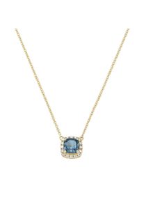 Collier Luigi Merano "Collier Edelstein & Brillanten, Gold 585", blau, Halsketten, Damen, Gelbgold 585, Collier