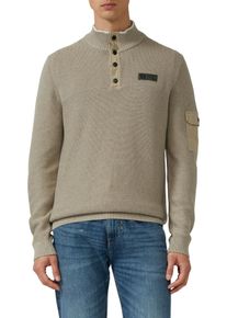 Strickpullover s.Oliver, Herren, Gr. M, dk beige, Strick, Obermaterial: 100% Baumwolle, unifarben, regular fit normal, ohne Ausschnitt, Rippb&uuml;ndchen, Pullover Strickpullover, mit Logo Stickerei