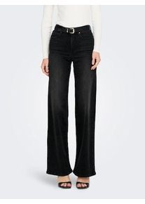 Weite Jeans Only "ONLMADISON BLUSH HW WIDE DNM CRO099 NOOS", Damen, Gr. XS (34), L&auml;nge 34, schwarz (washed schwarz), Denim/Jeans, Obermaterial: 82% Baumwolle, 16% Polyester, 2% Elasthan, unifarben, weit, Jeans Weite Jeans