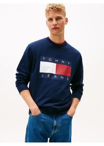 Sweatshirt Tommy Jeans "TJM BIG FLAG CREWNECK", Herren, Gr. XL, schwarz night navy, Sweatware, Obermaterial: 100% Baumwolle, Rundhals, B&uuml;ndchen, Sweatshirts Sweatshirt, regular fit