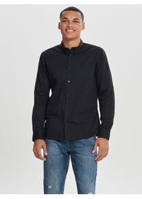 Only & Sons Langarmhemd ONLY & SONS "ONSPOPLIN BTN DOWN SHIRT LS NOOS", Damen, Gr. XXL, N-Gr, schwarz, Web, Obermaterial: 100% Baumwolle, unifarben, slim fit normal, Hemden Langarmhemd