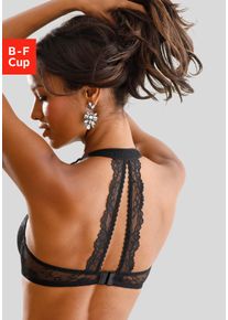 Neckholder-BH Lascana, Damen, Gr. 90, Cup E, schwarz, Spitze, Obermaterial: 91% Polyamid, 9% Elasthan, BHs Neckholder-BH, Dessous mit softem Neckholder und Spitzenr&uuml;cken, sexy Dessous