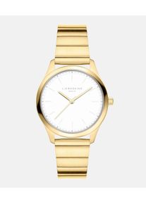 Quarzuhr Liebeskind Berlin "Basic Staples", goldfarben, wei&szlig;, Armbanduhren, Damen, Quarzuhr, Armbanduhr, Damenuhr, Edelstahlarmband, analog