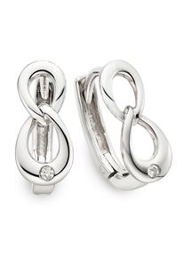 Paar Creolen Firetti "Schmuck, Geschenk, Silber rhodiniert, Unendlichkeitsschleife/Infinity", silberfarben, kristallwei&szlig;, kristallwei&szlig;, Ohrringe, Damen, Silber 925 (Sterlingsilber), Paar Creolen, mit Zirkonia (synth.)
