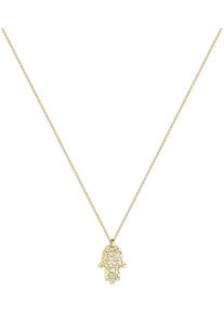 Kette mit Anh&auml;nger Elli "Schmuck Geschenk Silber 925 Hamsa Hand" Gr. 45, gold (gelbgoldfarben, kristallwei&szlig;), Halsketten, Damen, 45, Silber 925 (Sterlingsilber), L: 45 B: 1,1mm, Kette mit Anh&auml;nger, mit Glasstein, B:1,1mm