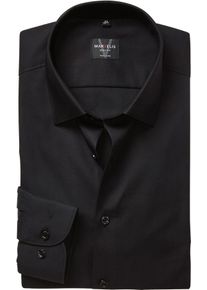 Langarmhemd MARVELIS, Herren, Gr. 37, N-Gr, schwarz, Web, Obermaterial: 100% Baumwolle, k&ouml;rpernah, 2-Knopf-Manschette, Hemden Langarmhemd, Kentkragen, Businesshemd, k&ouml;rpernah