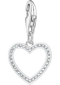 Charm Herz Thomas Sabo "Charm mit wei&szlig;en Steinen", silber (silberfarben, kristallwei&szlig;, kristallwei&szlig;), Charms, Damen, Silber 925 (recycelt), Charm Herz, mit Zirkonia (synth.)