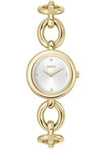 Quarzuhr BOSS "LIVE", gold (goldfarben), Armbanduhren, Damen, Quarzuhr, Armbanduhr, Damenuhr, Edelstahlarmband, analog, Glassteine