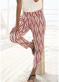 7/8-Hose Lascana, Damen, Gr. 38, N-Gr, orange (terracotta, creme bedruckt), Jersey, Obermaterial: 95% Viskose, 5% Elasthan, bedruckt, figurumspielend 7/8-L&auml;nge, Hosen 7/8-Hose, mit breitem B&uuml;ndchen, leichte Sommerhose mit Taschen, Strandhose, Topseller