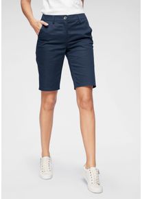 Bermudas Aniston CASUAL, Damen, Gr. 46, N-Gr, blau (marine), Web, Obermaterial: 97% Baumwolle, 3% Elasthan, unifarben, Basic, figurbetont kniefrei, Hosen Bermudas, im klassischen Stil, Topseller