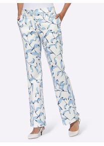 Webhose Heine, Damen, Gr. 46, Normalgr&ouml;&szlig;en, blau (ecru, eisblau, bedruckt), 98% Baumwolle, 2% Elasthan, bedruckt, gebl&uuml;mt, gemustert, mehrfarbig, lang, Hosen Webhose