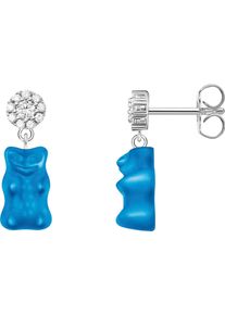 Paar Ohrstecker Thomas Sabo "Thomas Sabo x HARIBO: Ohrstecker mit Goldb&auml;r", blau (silberfarben, blau, kristallwei&szlig;, blau, kristallwei&szlig;), Ohrringe, Damen, Silber 925 (recycelt), Paar Ohrstecker, mit Kristallglas, Zirkonia (synth.)