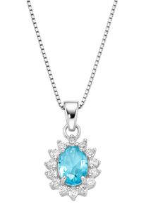 Kette mit Anh&auml;nger Firetti "Schmuck Geschenk Silber 925 Halsschmuck Halskette Venezianer Bl&uuml;te", wei&szlig; (silberfarben, hellblau, kristallwei&szlig;), Halsketten, Damen, Silber 925 (Sterlingsilber), L: 45 B: 0,65mm, Kette mit Anh&auml;nger, mit Kristallstein, Zirkonia (synth.), B:0,65mm