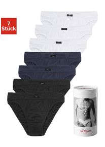 Slip s.Oliver "Herren Unterhose", Herren, Gr. XL, 7 Stk., blau (schwarz, navy, wei&szlig;), Jersey, Obermaterial: 100% Baumwolle, unifarben, k&ouml;rpernah, Unterhosen Slip, Wochenration in einer Dose