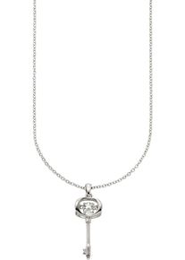 Kette mit Anh&auml;nger "Schmuck Geschenk Silber 925 Halskette mit Schl&uuml;sselanh&auml;nger", silber (silberfarben, kristallwei&szlig;), ANISTON JEWELRY & WATCHES, Halsketten, Damen, Silber 925 (Sterlingsilber), L: 60 B: 0,7mm, Kette mit Anh&auml;nger, mit Zirkonia (synth.), B:0,7mm