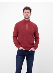 Troyer Lerros, Herren, Gr. L, maple rot, Strick, Obermaterial: 100% Baumwolle, unifarben, regular fit normal, ohne Ausschnitt, Rippb&uuml;ndchen, Pullover Troyer, mit Logo Stickerei