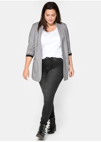 Stretch-Jeans sheego, Damen, Gr. 100, Langgr&ouml;&szlig;en, schwarz (schwarz denim), 67% Baumwolle, 27% Polyester, 4% Viskose, 2% Elasthan, unifarben, lang, Jeans Stretch-Jeans