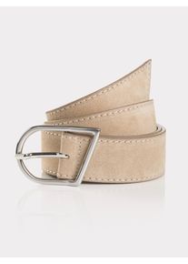 Lederg&uuml;rtel Tom Tailor, Damen, Gr. 80, grau (taupe), Leder, unifarben, G&uuml;rtel Lederg&uuml;rtel, mit eleganter Ziernaht