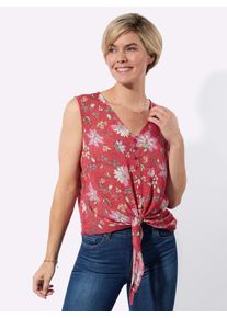Blusentop Classic Basics, Damen, Gr. 36, erdbeere, eucalyptus, bedruckt, 100% Viskose, gebl&uuml;mt, gemustert, mehrfarbig, V-Ausschnitt, Blusen Blusentop