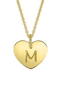 Kettenanh&auml;nger ONE ELEMENT "Herz mit Gravur M Buchstaben Anh&auml;nger aus 333 Gelbgold", gold, Schmuckanh&auml;nger, Damen, Gelbgold 333, Kettenanh&auml;nger