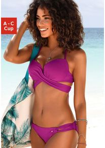 Push-Up-Bikini s.Oliver, Damen, Gr. 40, Cup A, pink (fuchsia), Recycling-Polyamid, unifarben, Bikini-Sets Push-Up-Bikini, mit zus&auml;tzlichen Bindeb&auml;ndern