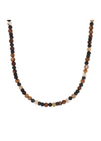 Kette ohne Anh&auml;nger s.Oliver "2039723", grau (grau, braun), Halsketten, Jungen, Edelstahl, L: 43 B: 4,2mm, Kette ohne Anh&auml;nger, mit Achat, B:4,2mm