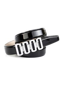 Lederg&uuml;rtel Anthoni Crown, Damen, Gr. 100, schwarz, Leder, unifarben, G&uuml;rtel Lederg&uuml;rtel, Schmaler Lacklederg&uuml;rtel mit Unterf&uuml;hrung