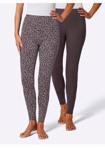 Leggings, Damen, Gr. 22/23, Kurzgr&ouml;&szlig;en, grau (taupe), 95% Baumwolle, 5% Elasthan, unifarben, Hosen Leggings