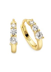 Paar Creolen Firetti "Schmuck, Geschenk, Creolen gelbgoldfarben vergoldet", gelbgoldfarben, kristallwei&szlig;, kristallwei&szlig;, Ohrringe, Damen, 11,5mm, Silber 925 (Sterlingsilber), Paar Creolen, mit Zirkonia (synth.)