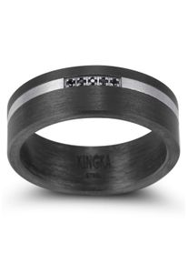 Partnerring Kingka "Carbon" Gr. 66, grau (schwarz, edelstahlfarben), Fingerringe, Damen, 66, Carbon Edelstahl, 8mm, Carbon, Edelstahl, Partnerring, mit Zirkonia (synth.)