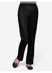 Schlupfhose Classic Basics, Damen, Gr. 46, Normalgr&ouml;&szlig;en, schwarz (schwarz, gemustert), 100% Polyester, gemustert, lang, Hosen Schlupfhose