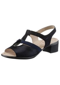 Sandalette Ara "LUGANO", Damen, Gr. 4 (37), blau (dunkelblau), Veloursleder, Ziegenveloursleder, Schuhe Sandalette, Sommerschuh, Sandale, Blockabsatz, in Schuhweite H (= sehr weit)