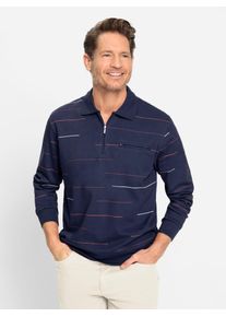 Langarm-Poloshirt Marco Donati "Sweatshirt", Herren, Gr. 48/50, blau (marine), 100% Baumwolle, gemustert, gestreift, mehrfarbig, meliert, Shirts Langarm-Poloshirt