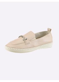 Slipper Heine, Damen, Gr. 40, beige, Leder, Schuhe Slipper