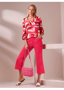 Langarmbluse Heine, Damen, Gr. 50, pink, flamingo, bedruckt, 100% Viskose, bedruckt, gemustert, mehrfarbig, Rundhals, Blusen Langarmbluse