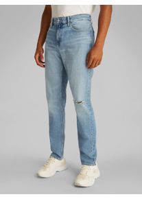 Destroyed-Jeans Calvin Klein Jeans "SLIM TAPER", Herren, Gr. 30, L&auml;nge 30, blau (denim light), Denim/Jeans, Obermaterial: 99% Baumwolle, 1% Elasthan, unifarben, slim fit kn&ouml;chellang, Jeans Destroyed-Jeans, in hellblauer Waschung