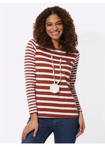 T-Shirt Casual Looks "Shirt", Damen, Gr. 38, rot (rostrot, wei&szlig;, geringelt), 100% Baumwolle, gemustert, gestreift, mehrfarbig, Rundhals, Shirts T-Shirt