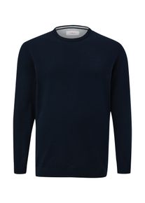 Strickpullover, Herren, Gr. 3XL, navy, Strick, Obermaterial: 100% Baumwolle, s.Oliver MEN BIG SIZES, bestickt, unifarben, normal h&uuml;ftbedeckend, Rundhals, Flachstrickb&uuml;ndchen, Pullover Strickpullover, mit Logostickerei - Gro&szlig;e Gr&ouml;&szlig;en