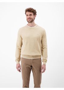 Strickpullover Lerros, Herren, Gr. XL, blau (tender beige), Strick, Obermaterial: 100% Baumwolle, unifarben, regular fit taillenbedeckt, Rundhals, Rippb&uuml;ndchen, Pullover Strickpullover, mit Rippb&uuml;ndchen