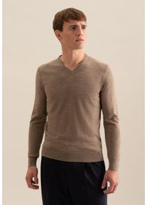 Pullunder Seidensticker "Schwarze Rose", Herren, Gr. M, beige melange, 100% Wolle, unifarben, regular fit, V-Ausschnitt, Pullover Pullunder, 1/1 V-Neck Uni