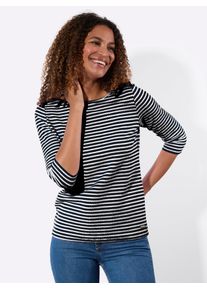 3/4-Arm-Shirt Casual Looks "Ringelshirt", Damen, Gr. 40, marine, wei&szlig;, geringelt, 54% Polyester, 36% Baumwolle, 10% Viskose, gemustert, gestreift, mehrfarbig, U-Boot-Ausschnitt, Shirts 3/4-Arm-Shirt