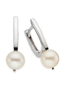 Paar Creolen Bruno Banani "Schmuck Geschenk Silbercreolen", silberfarben, wei&szlig;, Ohrringe, Damen, 6mm, Perlen Silber 925 (Sterlingsilber), Perlen, Silber 925 (Sterlingsilber), Paar Creolen, mit S&uuml;&szlig;wasserzuchtperle
