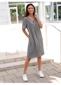 Tunikakleid Inspirationen "Tunika-Kleid", Damen, Gr. 48, Normalgr&ouml;&szlig;en, blau (dunkeltaupe, marine, bedruckt), 100% Viskose, bedruckt, gemustert, mehrfarbig, kurz, V-Ausschnitt, Kleider Tunikakleid