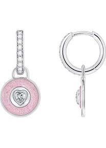 Paar Creolen Thomas Sabo "mit Einh&auml;nger rosa und Zirkoniabesatz", rosa (silberfarben, wei&szlig;, rosa, wei&szlig;), Ohrringe, Damen, Silber 925 (recycelt), Paar Creolen, mit Zirkonia (synth.) - Einh&auml;nger abnehmbar